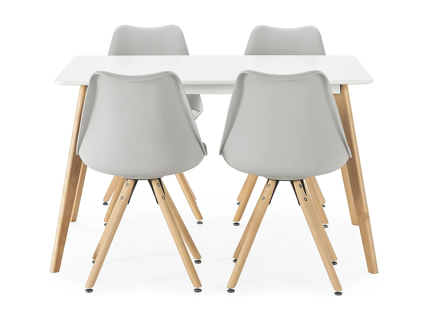 Juego de mesa 120x80 cm y 4 sillas de comedor Jeff color Gris