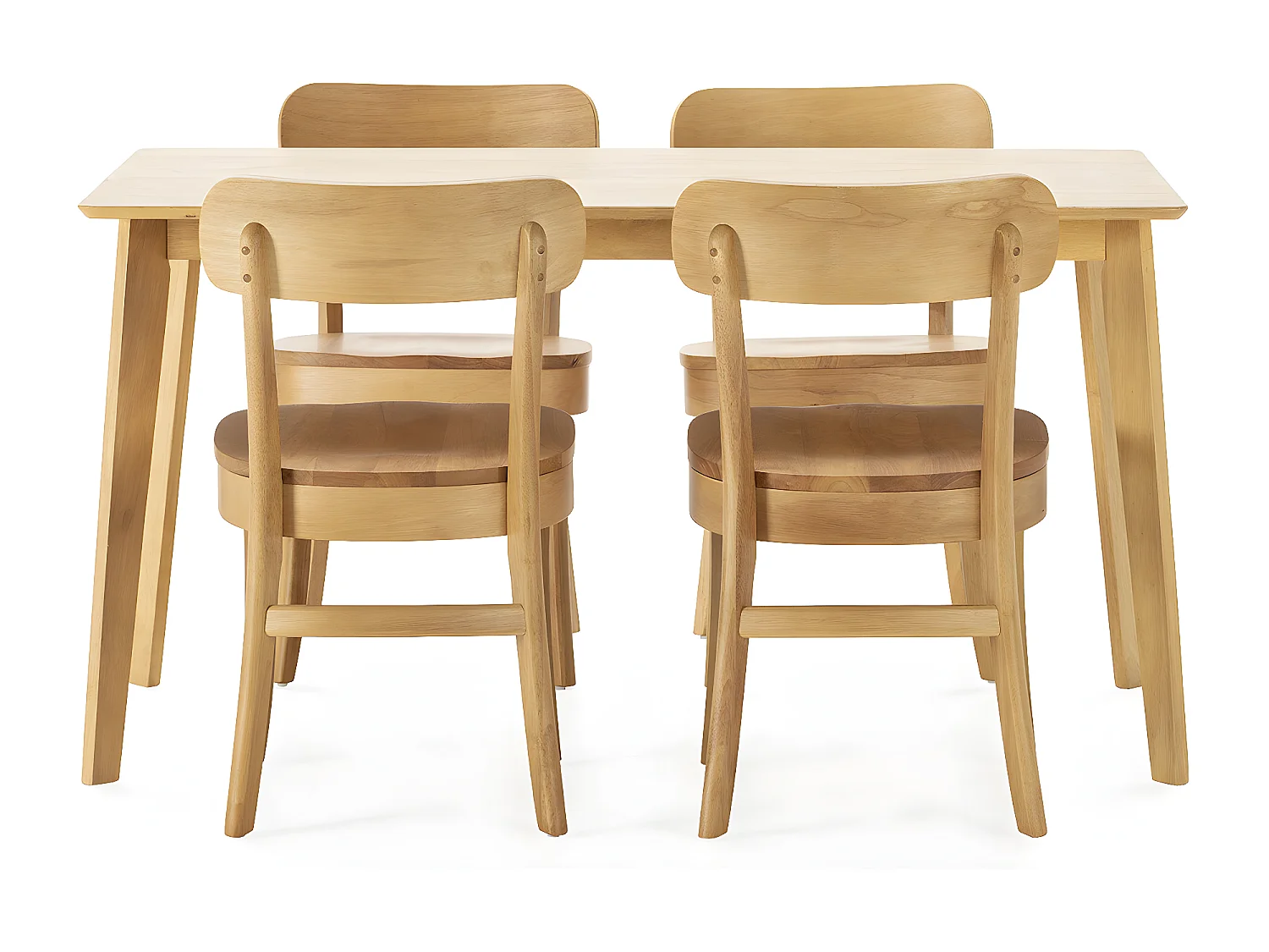 Juego de mesa 140x80 cm y 4 sillas de comedor Nala color Roble