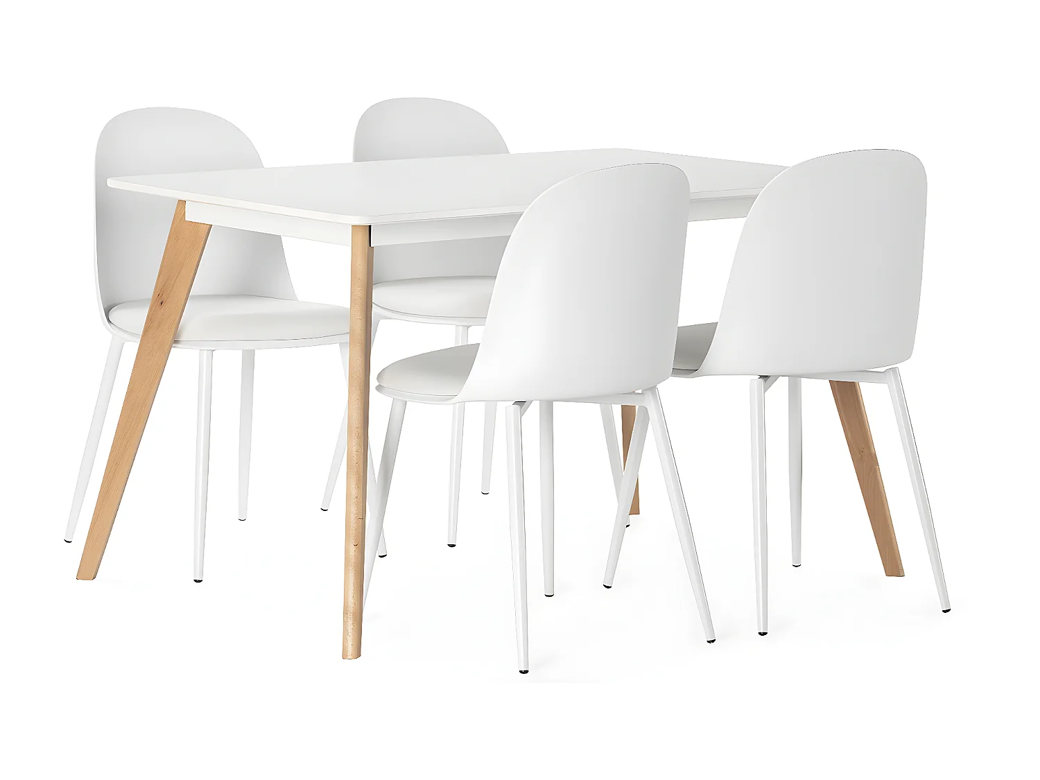 Juego de mesa 120x80 cm y 4 sillas de comedor Kana color Blanco