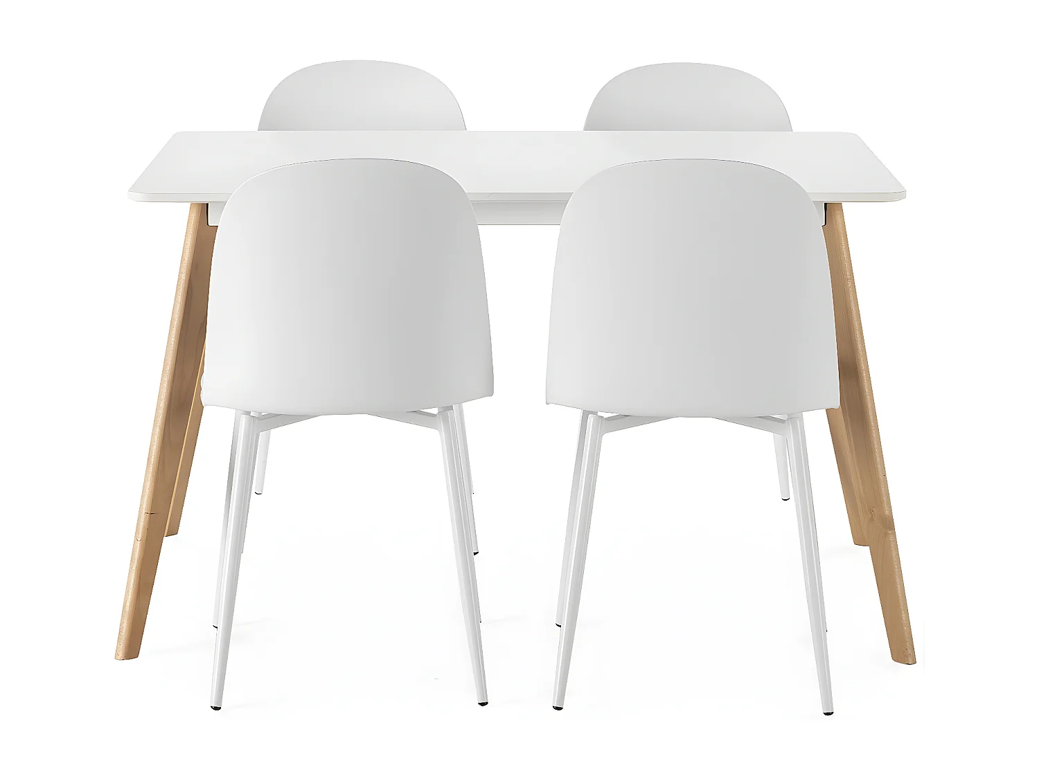 Juego de mesa 120x80 cm y 4 sillas de comedor Kana color Blanco