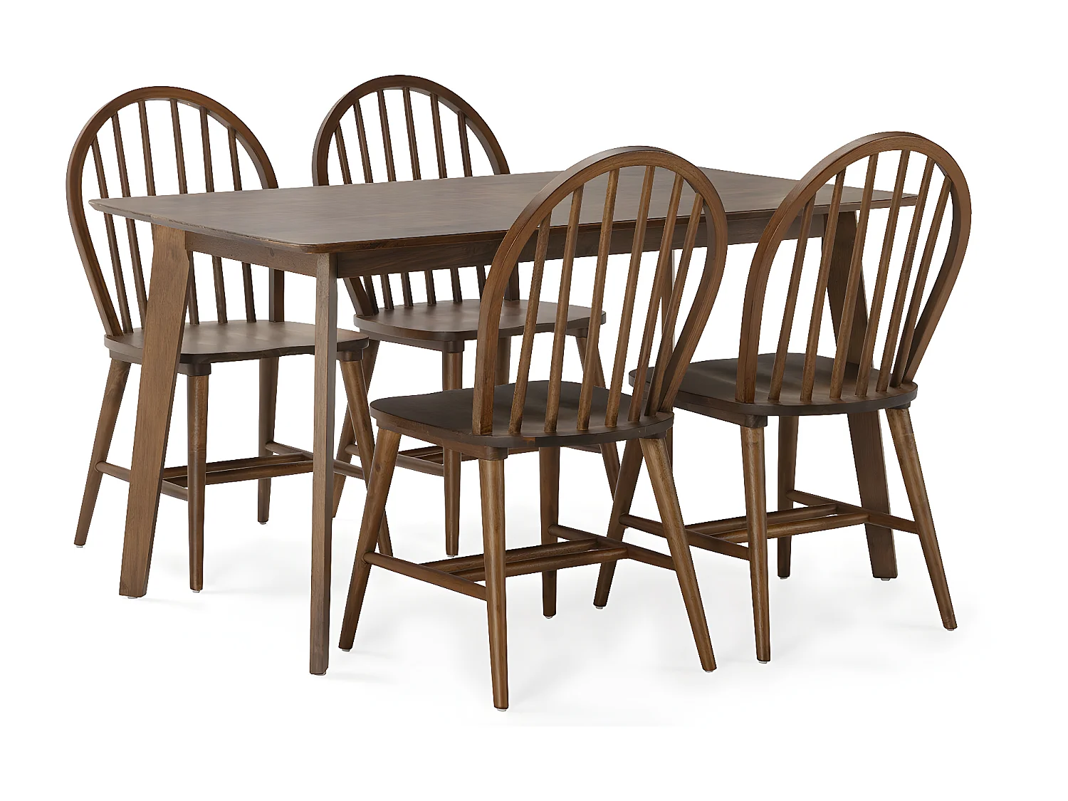 Juego de mesa 140x80 cm y 4 sillas de comedor Clarck color Nogal