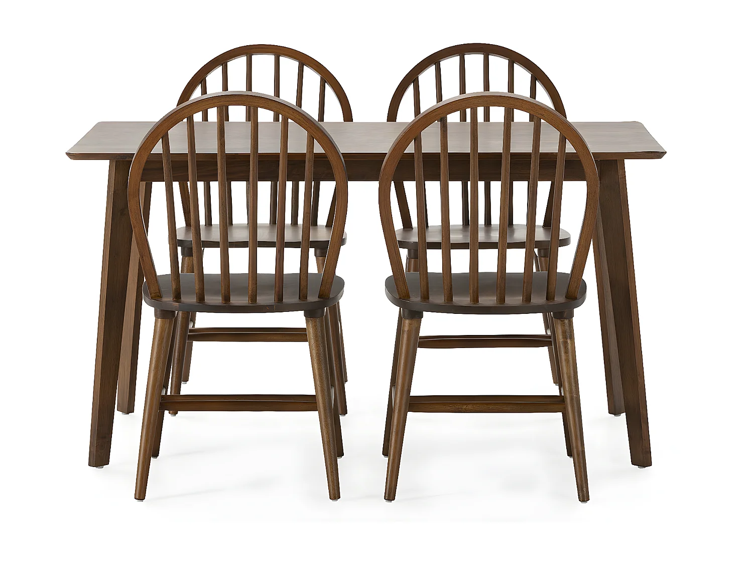 Juego de mesa 140x80 cm y 4 sillas de comedor Clarck color Nogal