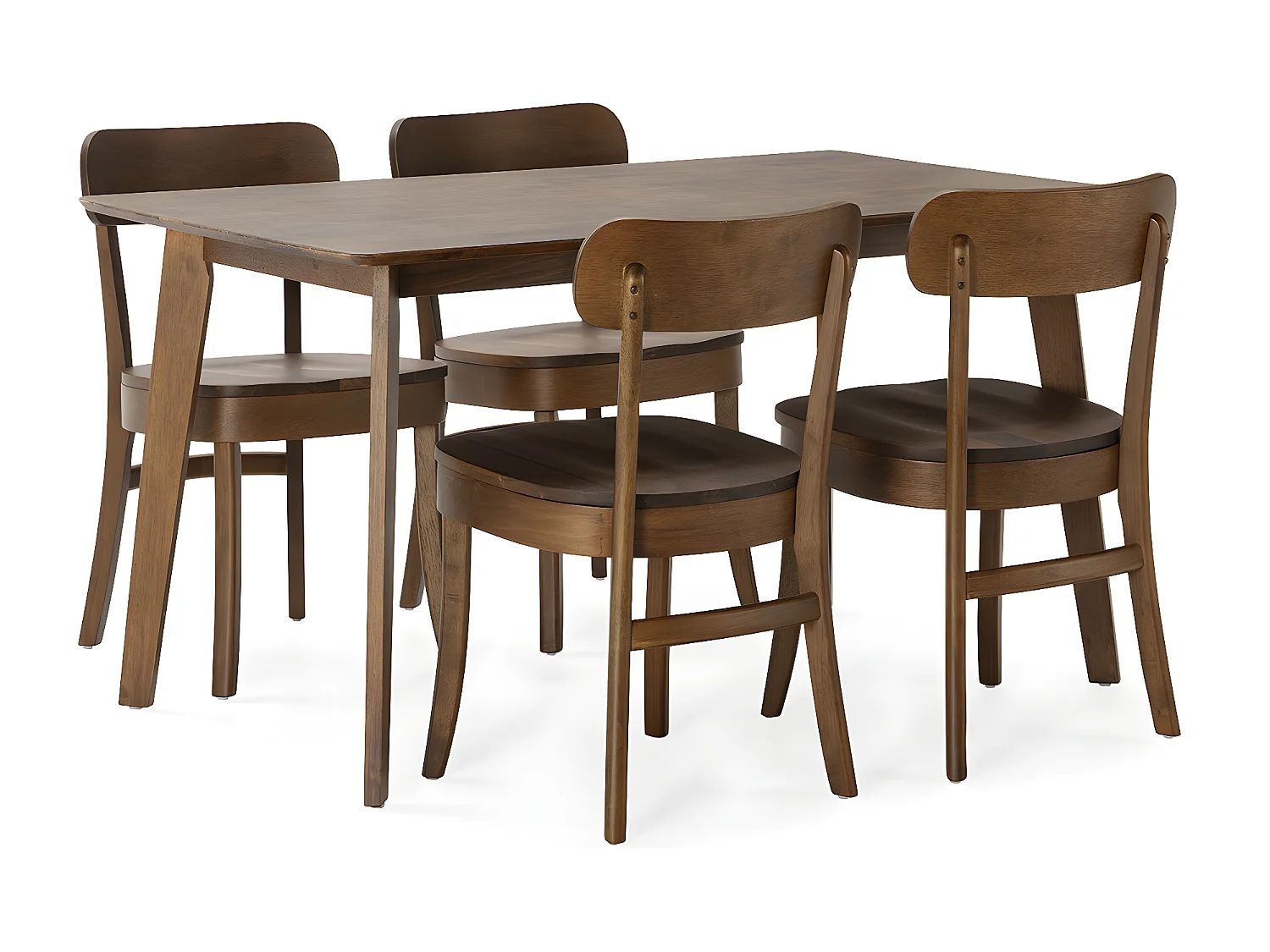 Juego de mesa 140x80 cm y 4 sillas de comedor Nala color Nogal