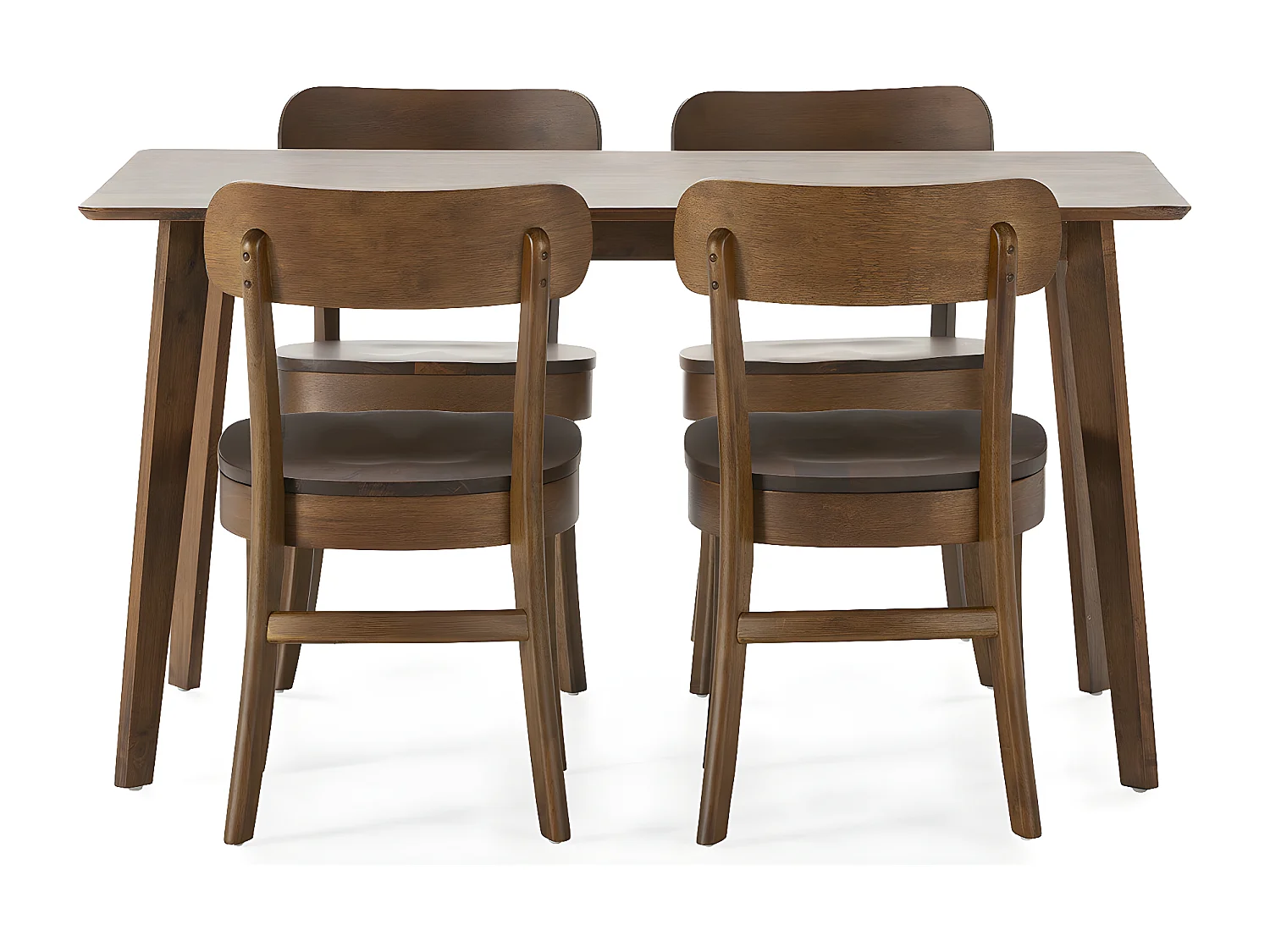 Juego de mesa 140x80 cm y 4 sillas de comedor Nala color Nogal