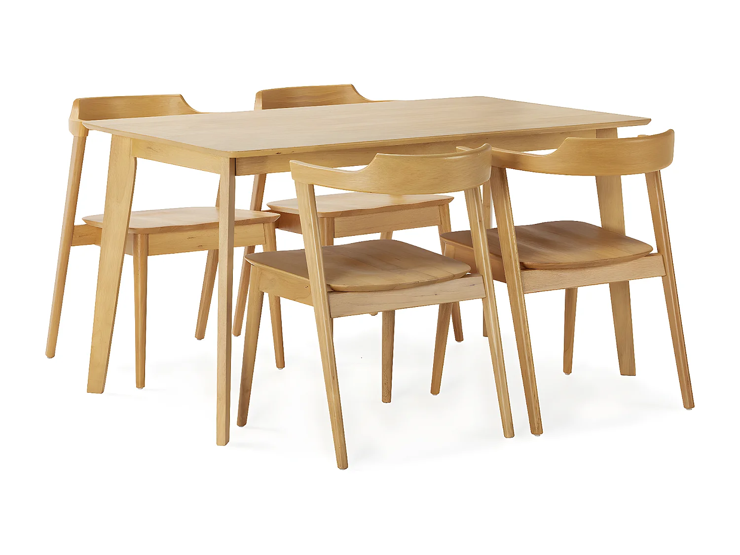 Juego de mesa 140x80 cm y 4 sillas de comedor Venus color Roble