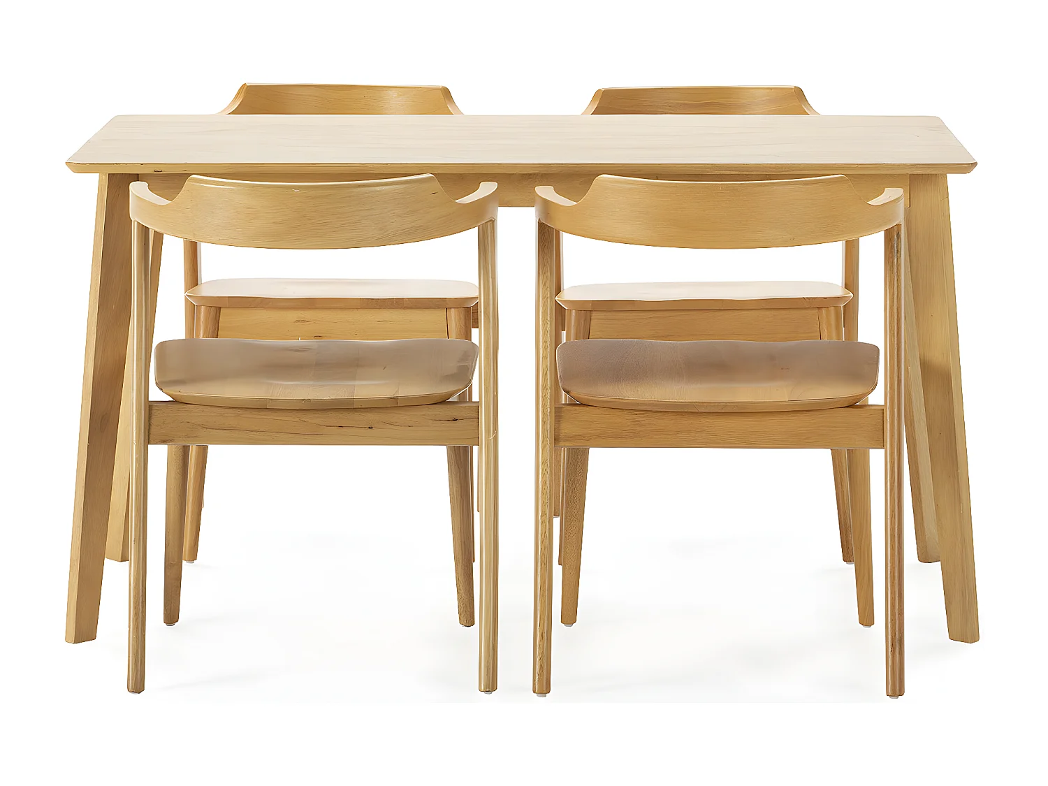 Juego de mesa 140x80 cm y 4 sillas de comedor Venus color Roble