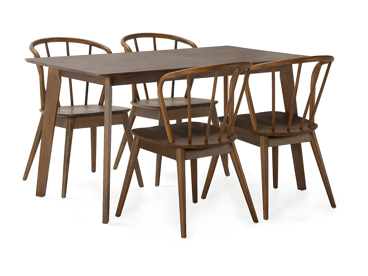 Juego de mesa 140x80 cm y 4 sillas de comedor Brisa color Nogal