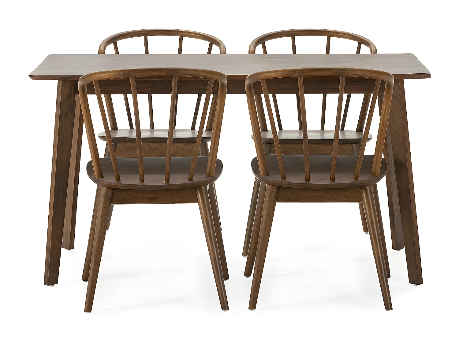 Juego de mesa 140x80 cm y 4 sillas de comedor Brisa color Nogal