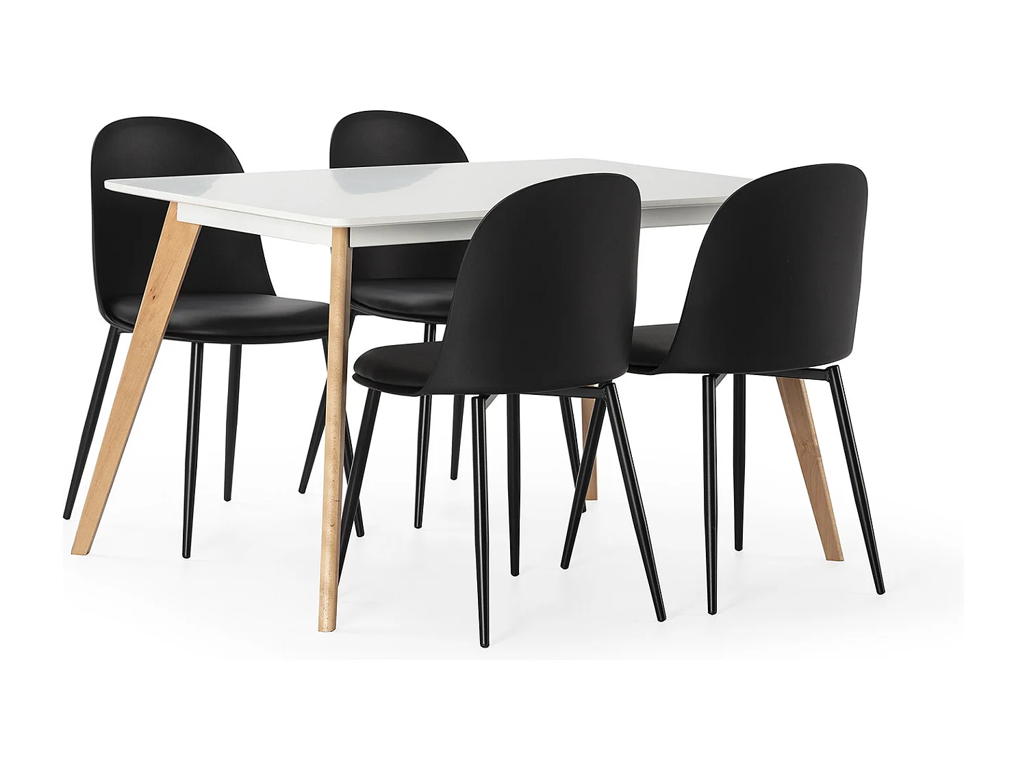 Juego de mesa 120x80 cm y 4 sillas de comedor Kana color Negro