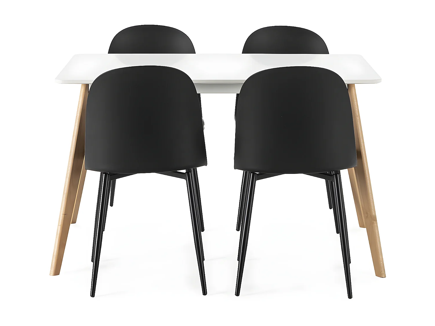 Juego de mesa 120x80 cm y 4 sillas de comedor Kana color Negro