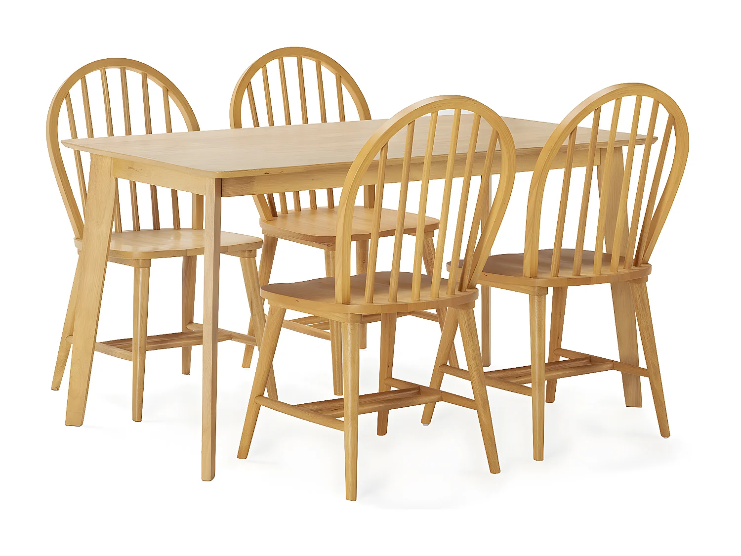 Juego de mesa 140x80 cm y 4 sillas de comedor Clarck color Roble