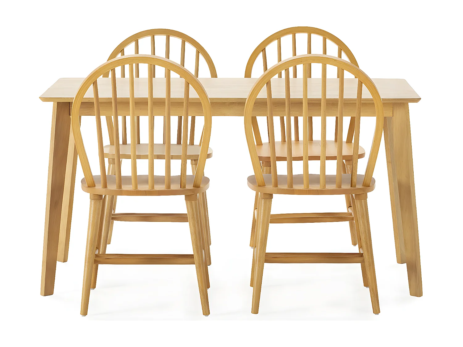 Juego de mesa 140x80 cm y 4 sillas de comedor Clarck color Roble