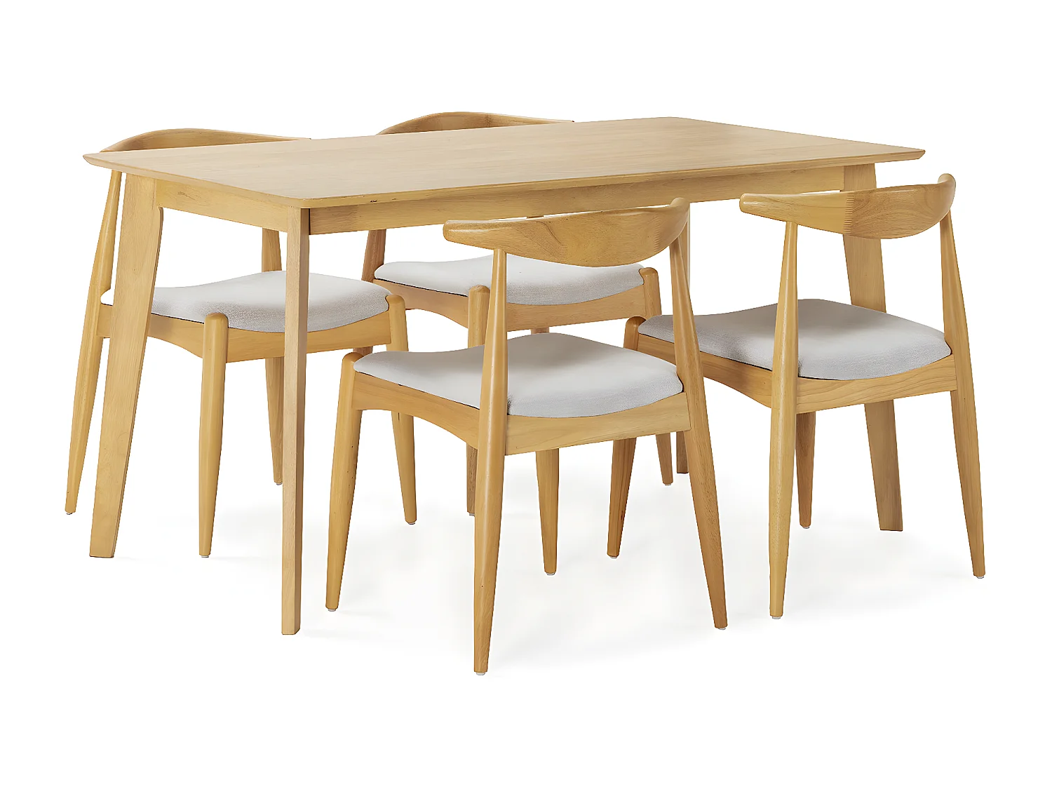 Juego de mesa 140x80 cm y 4 sillas de comedor Corzo color Roble