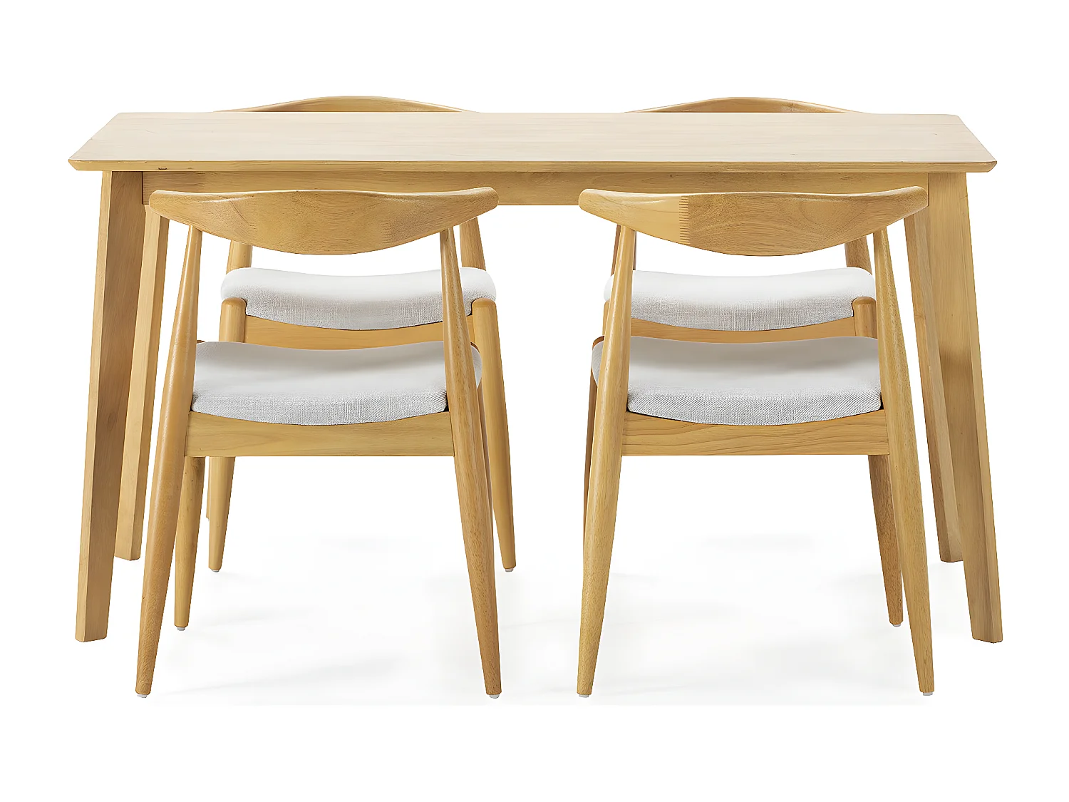 Juego de mesa 140x80 cm y 4 sillas de comedor Corzo color Roble