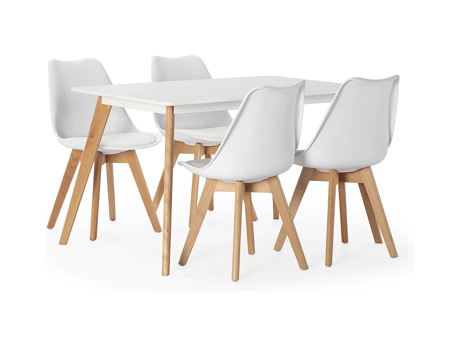 Juego de mesa 120x80 cm y 4 sillas de comedor Klara color Blanco