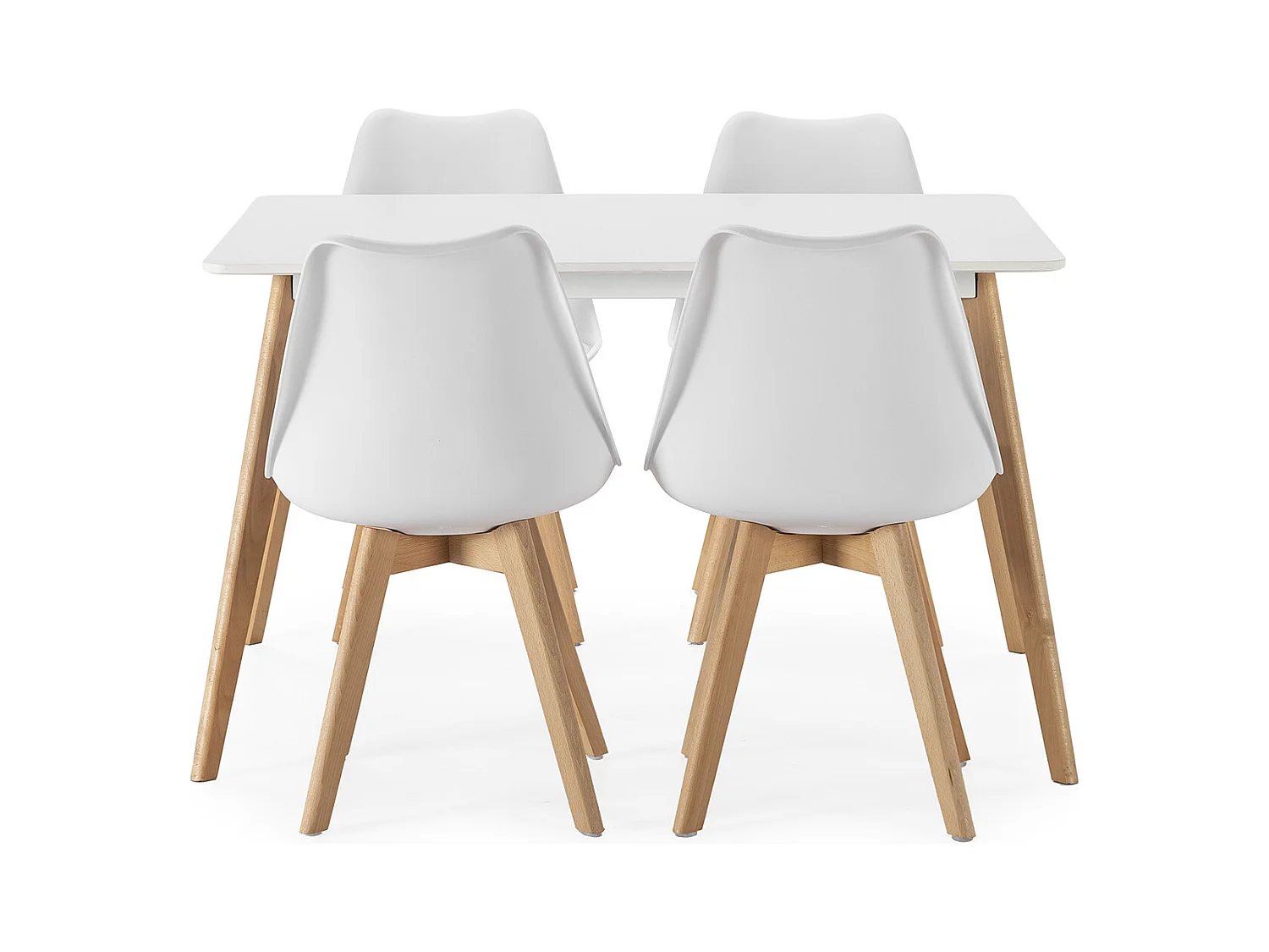 Juego de mesa 120x80 cm y 4 sillas de comedor Klara color Blanco