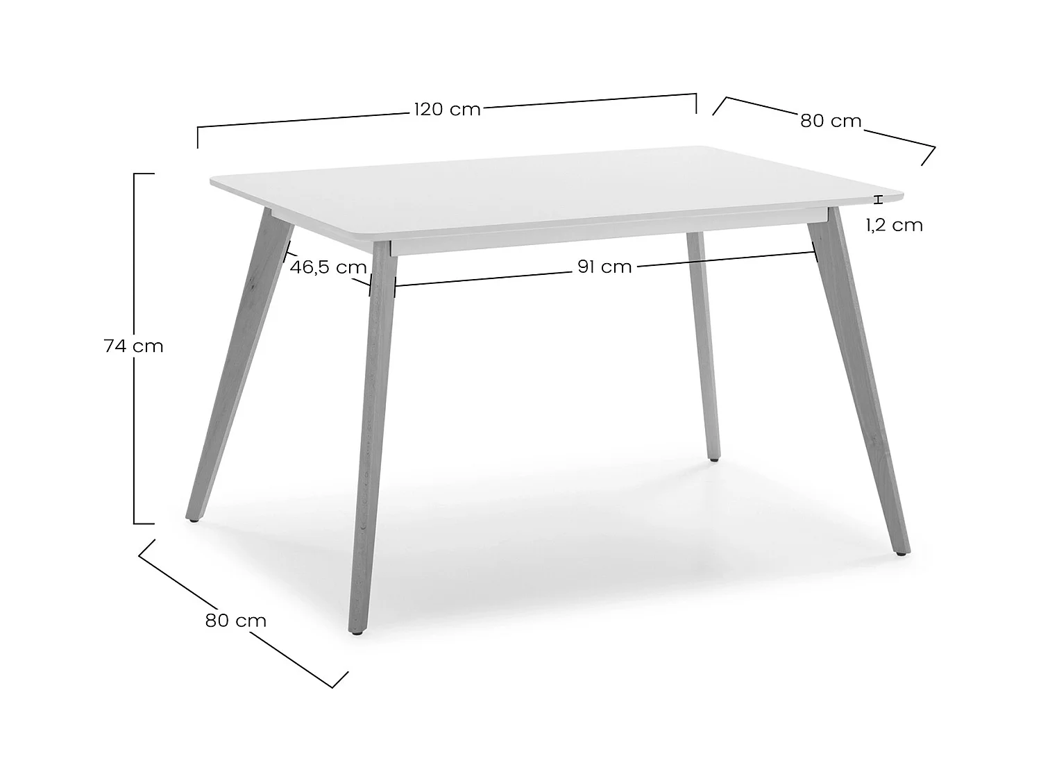 Juego de mesa 120x80 cm y 4 sillas de comedor Klara color Blanco
