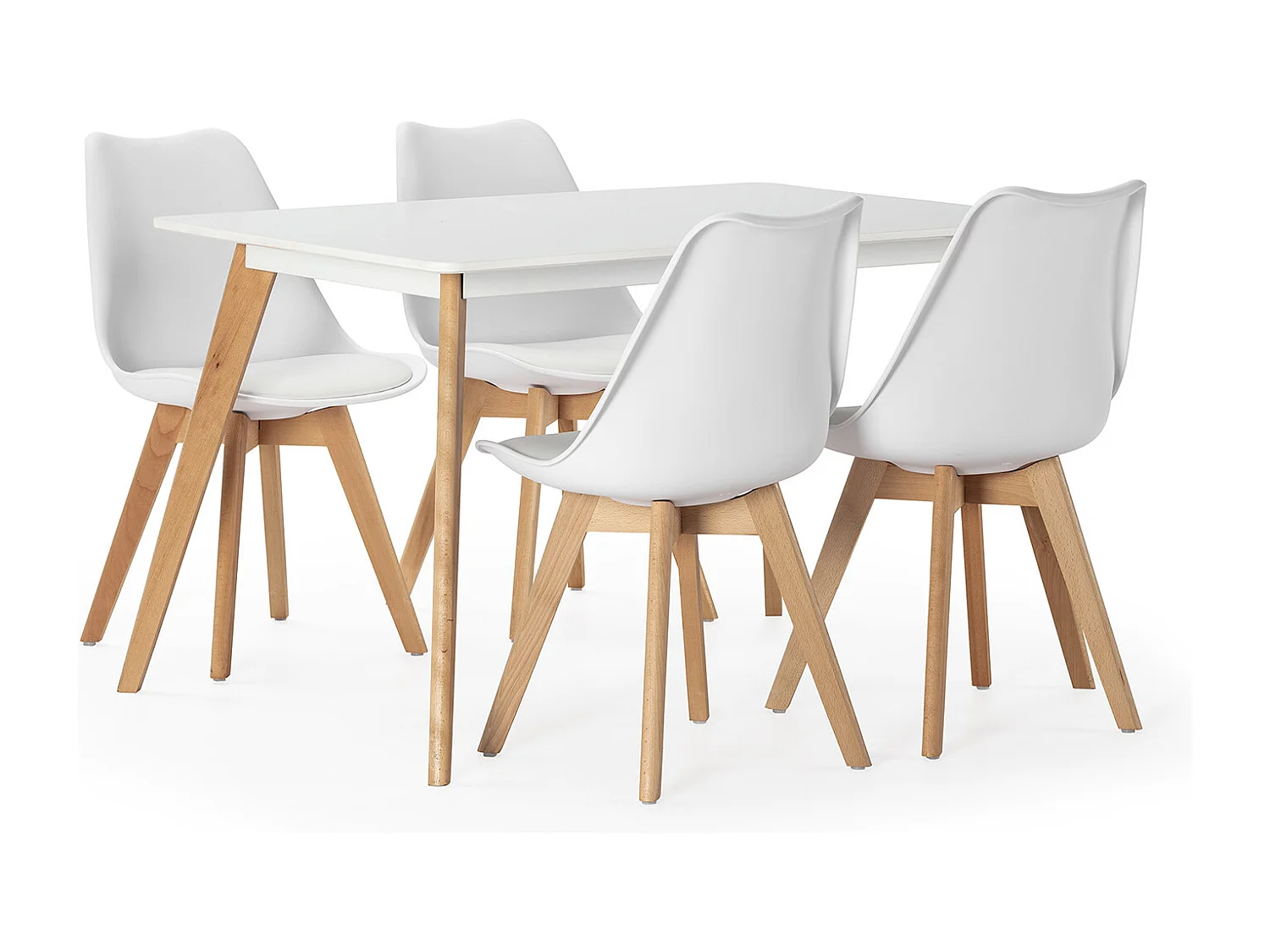 Juego de mesa 120x80 cm y 4 sillas de comedor Klara color Blanco