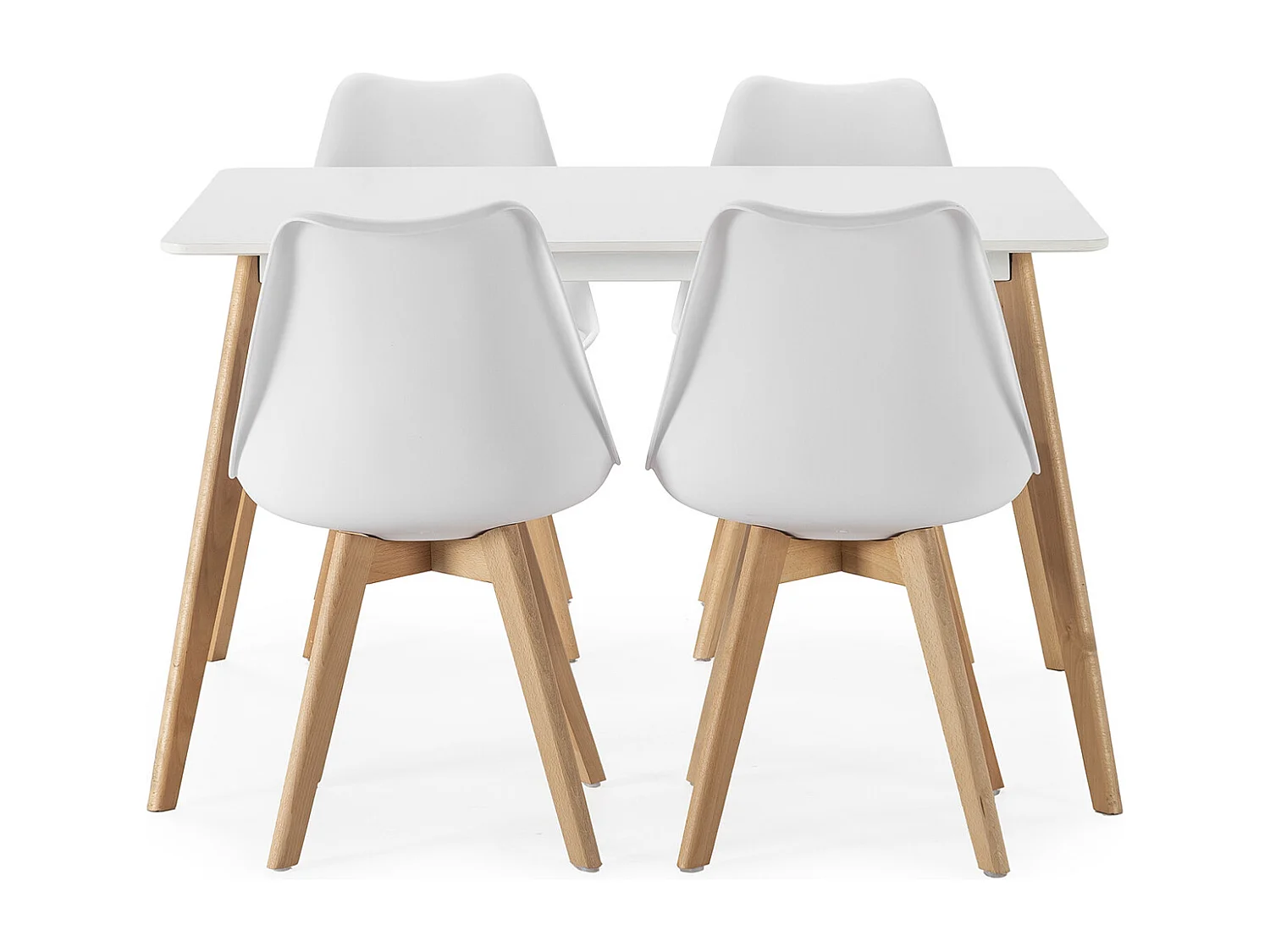 Juego de mesa 120x80 cm y 4 sillas de comedor Klara color Blanco