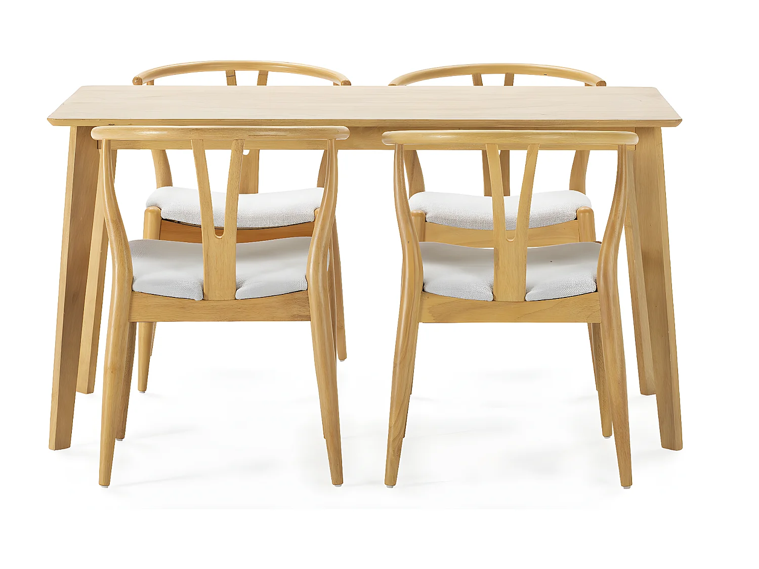 Juego de mesa 140x80 cm y 4 sillas de comedor Rustic color Roble