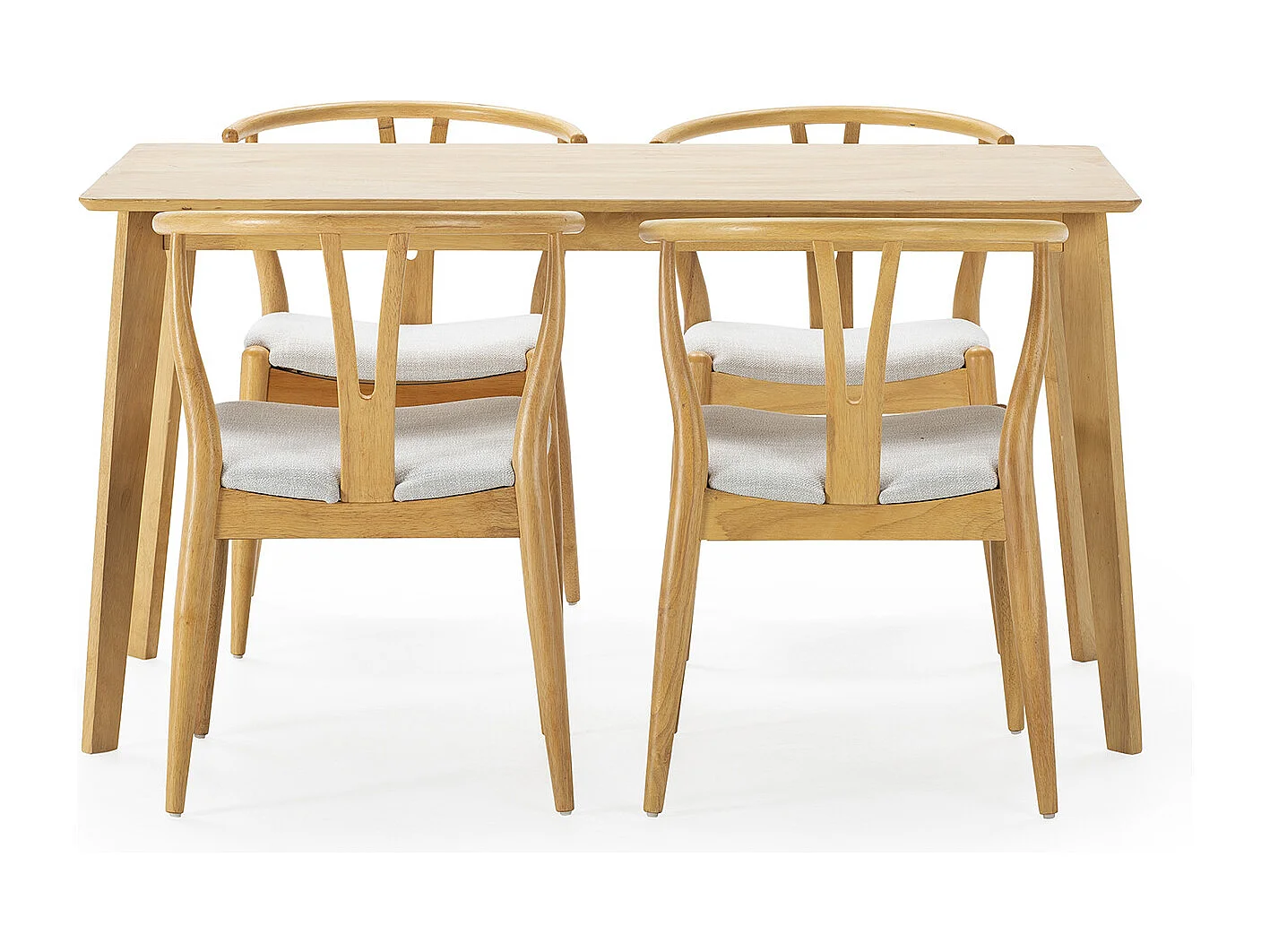 Juego de mesa 140x80 cm y 4 sillas de comedor Rustic color Roble