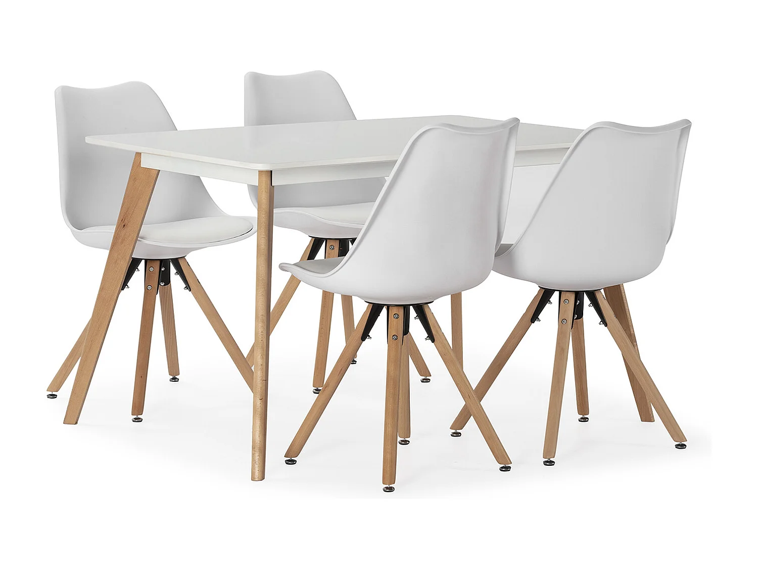 Juego de mesa 120x80 cm y 4 sillas de comedor Jeff color Blanco