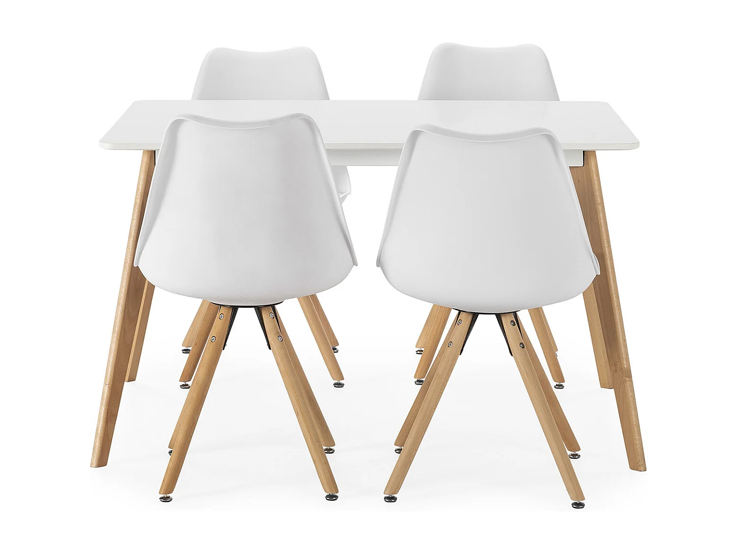 Juego de mesa 120x80 cm y 4 sillas de comedor Jeff color Blanco