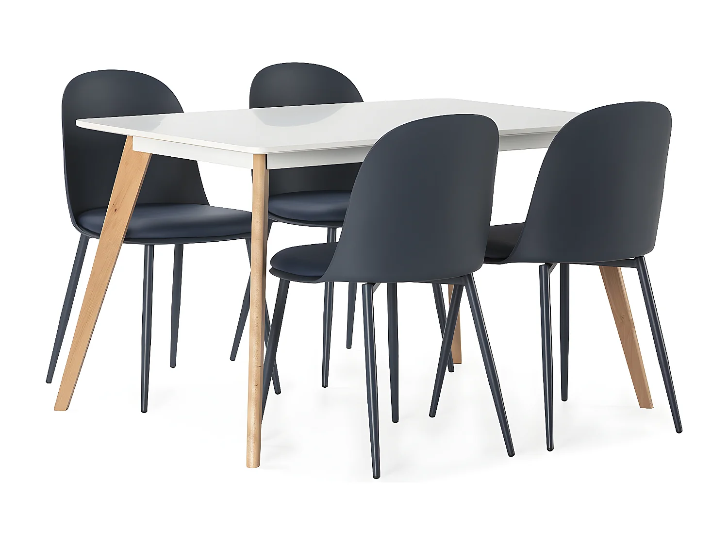 Juego de mesa 120x80 cm y 4 sillas de comedor Kana color Azul