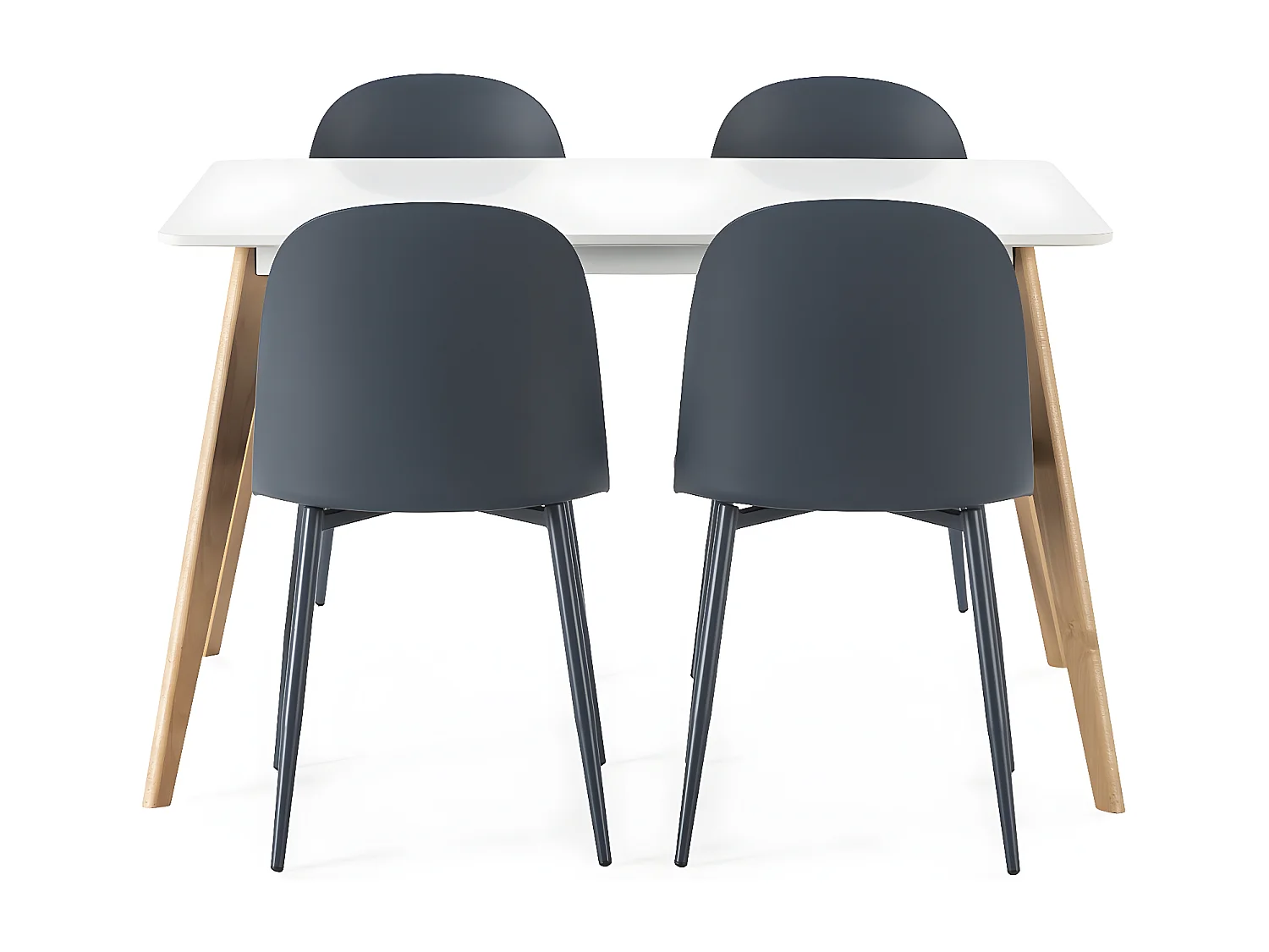 Juego de mesa 120x80 cm y 4 sillas de comedor Kana color Azul