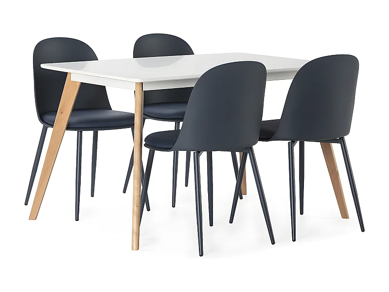 Juego de mesa 120x80 cm y 4 sillas de comedor Kana color Azul