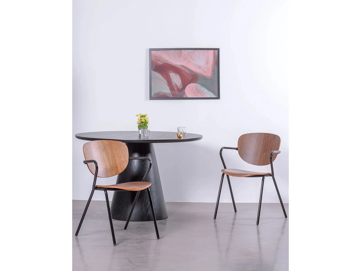 Chaise de salle à manger de style industriel en bois de noyer - Alpha - Noyer