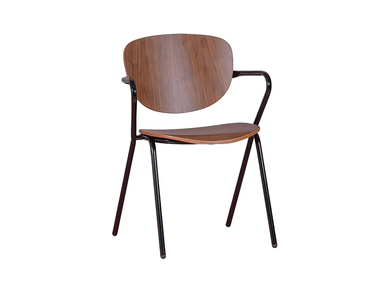 Chaise de salle à manger de style industriel en bois de noyer - Alpha - Noyer
