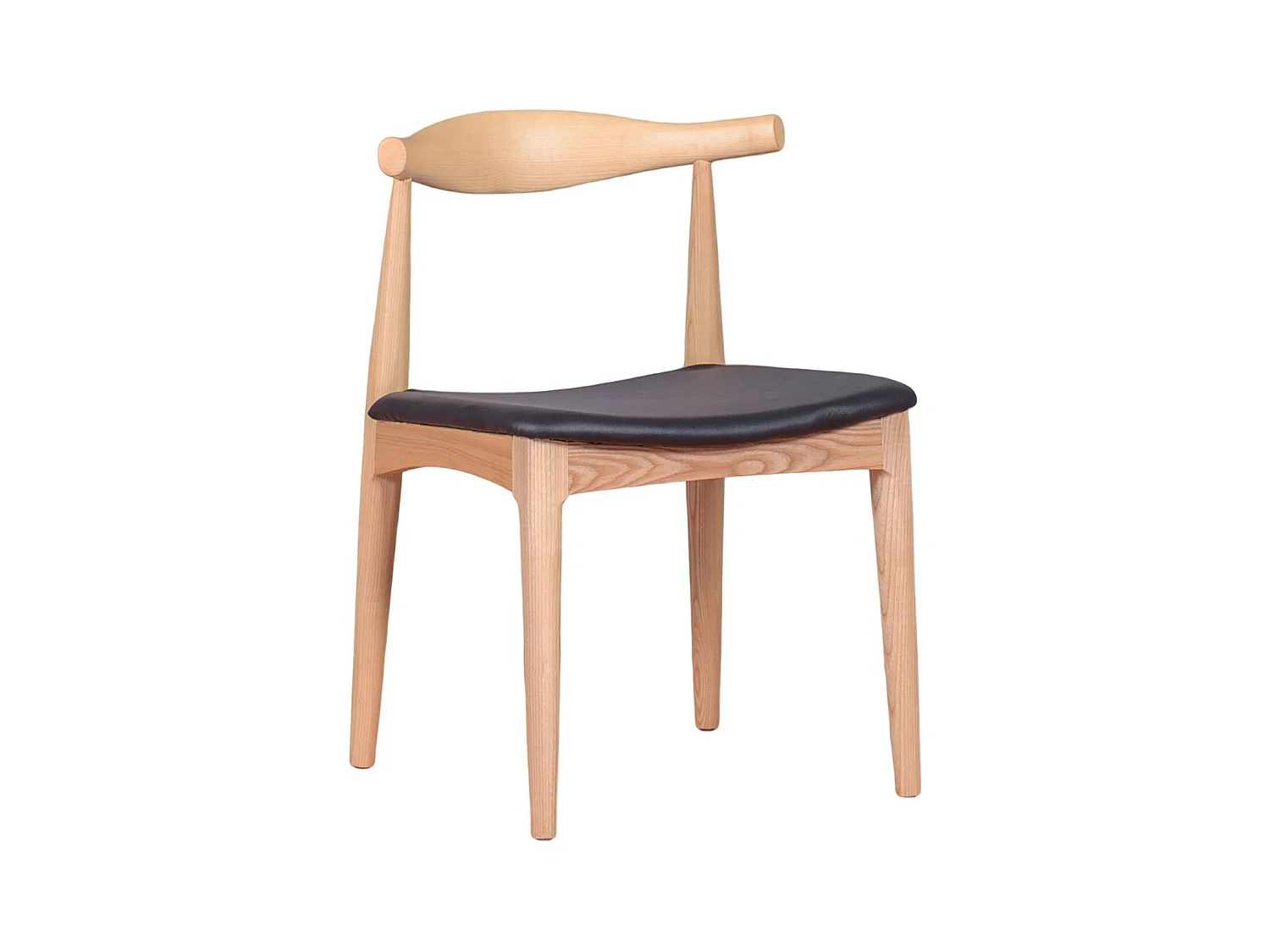 Chaise de salle à manger en frêne et coussin en simili-cuir - Elbow Chair - Frêne naturel