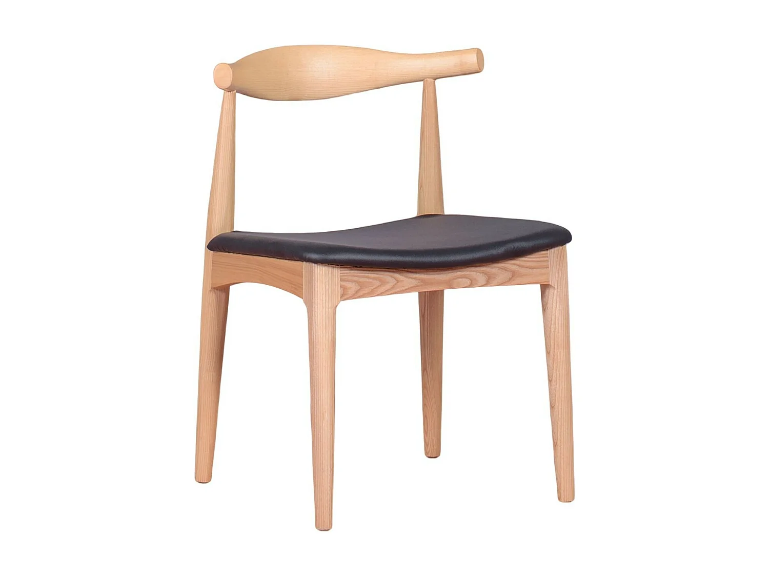 Chaise de salle à manger en frêne et coussin en simili-cuir - Elbow Chair - Frêne naturel