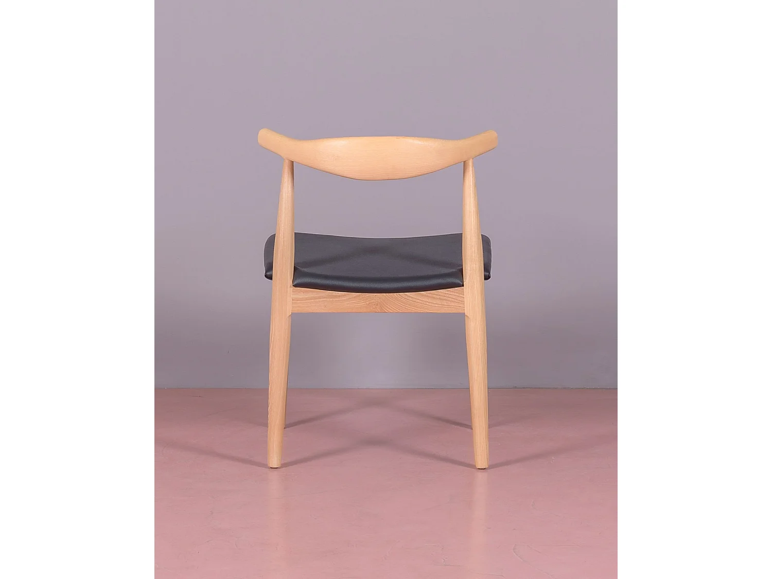 Chaise de salle à manger en frêne et coussin en simili-cuir - Elbow Chair - Frêne naturel