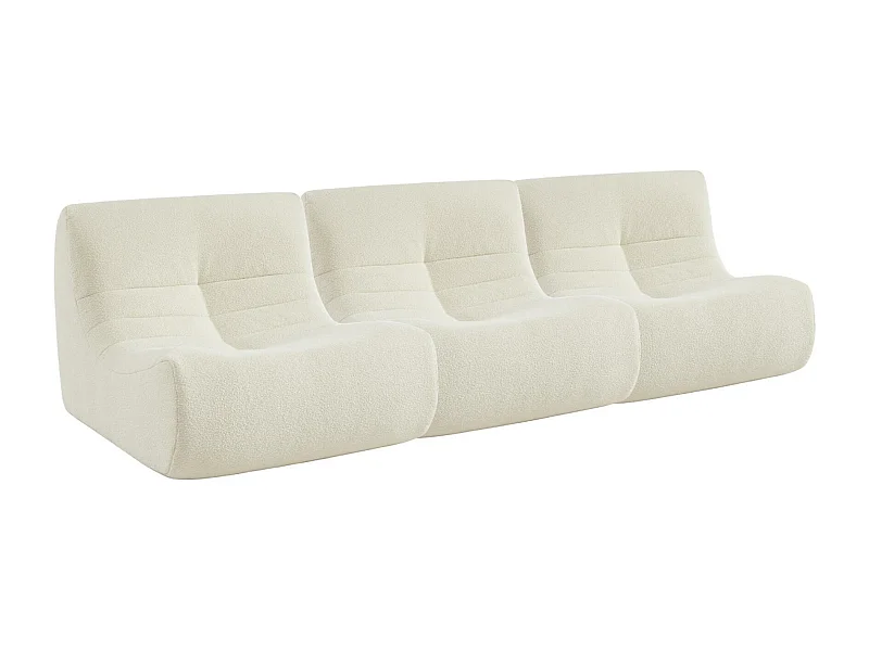 Lot de 3 fauteuils chauffeuses en bouclette texturée blanc style contemporain 1 place