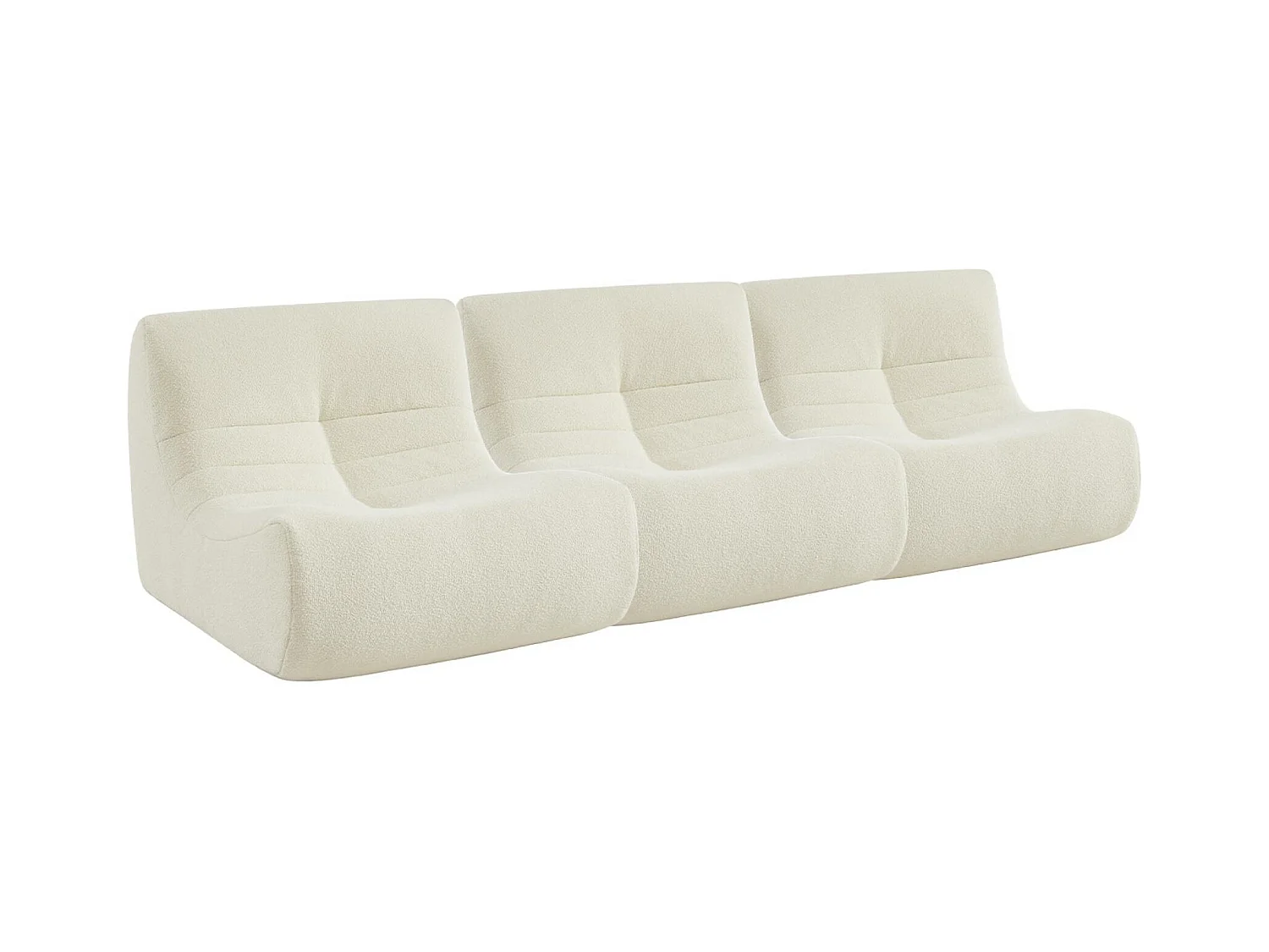Lot de 3 fauteuils chauffeuses en bouclette texturée blanc style contemporain 1 place