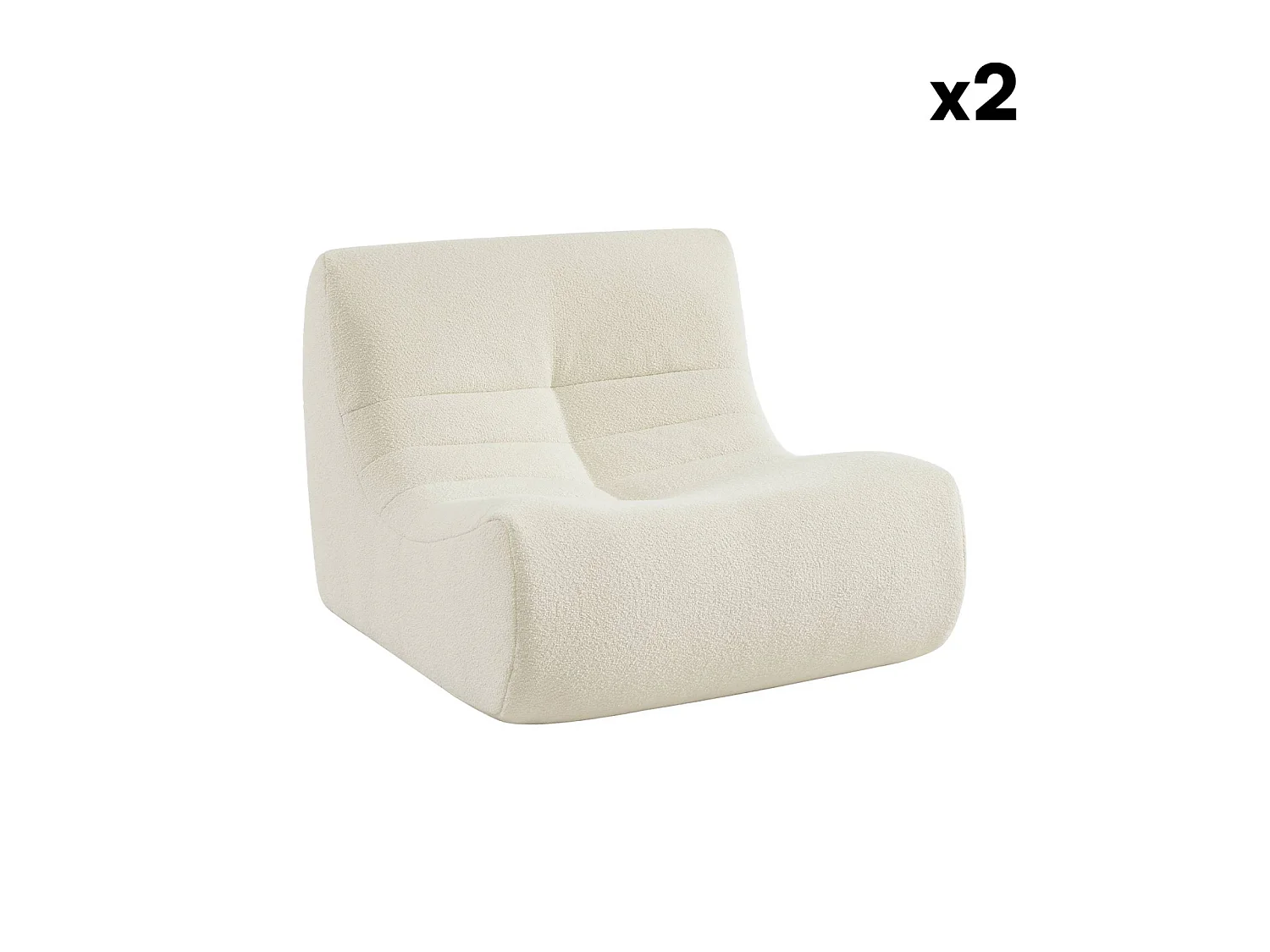 Divano modulare boucle, 2 posti, bianco