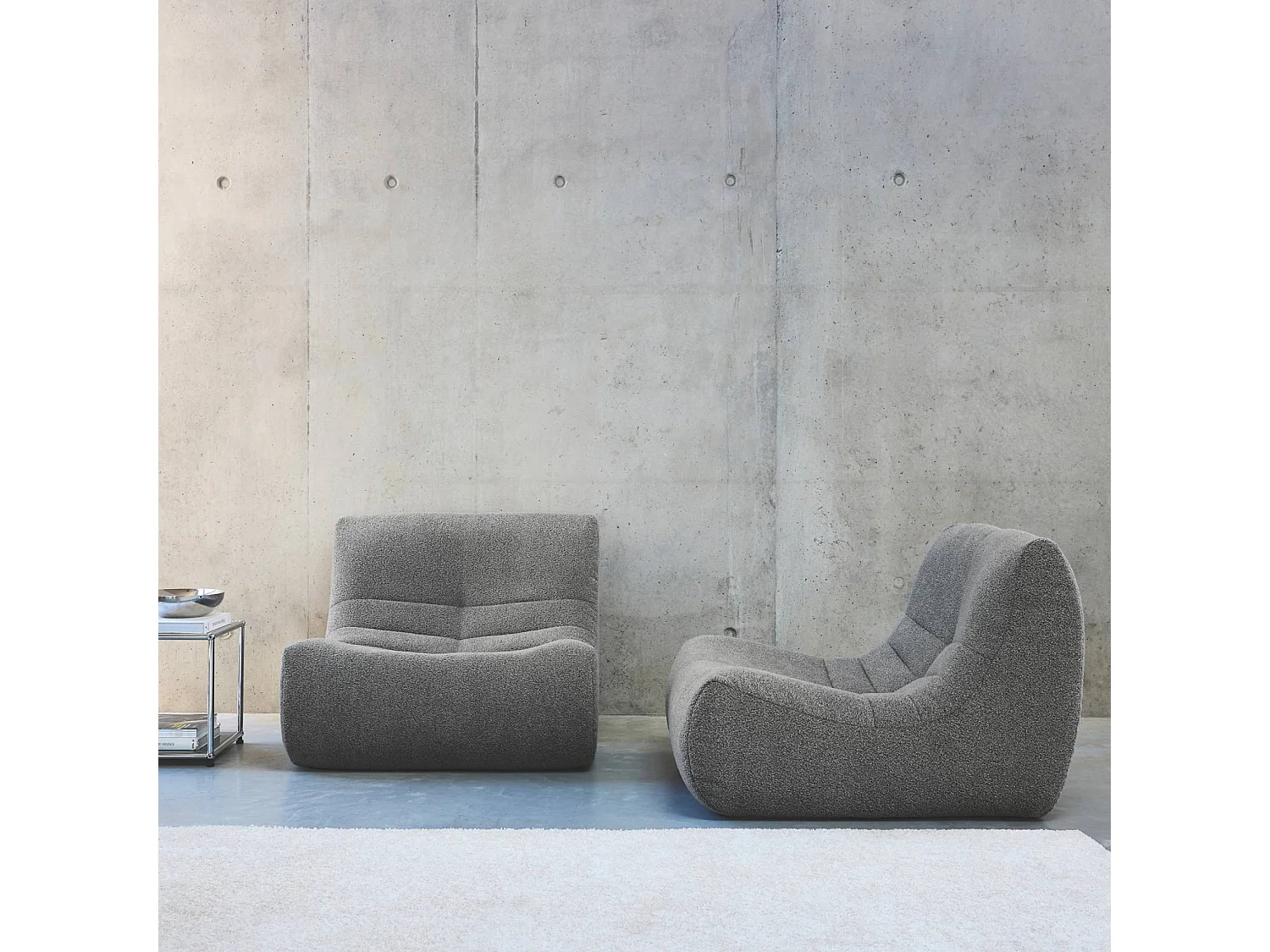 Sofá modular en borreguito texturizado, 2 plazas gris