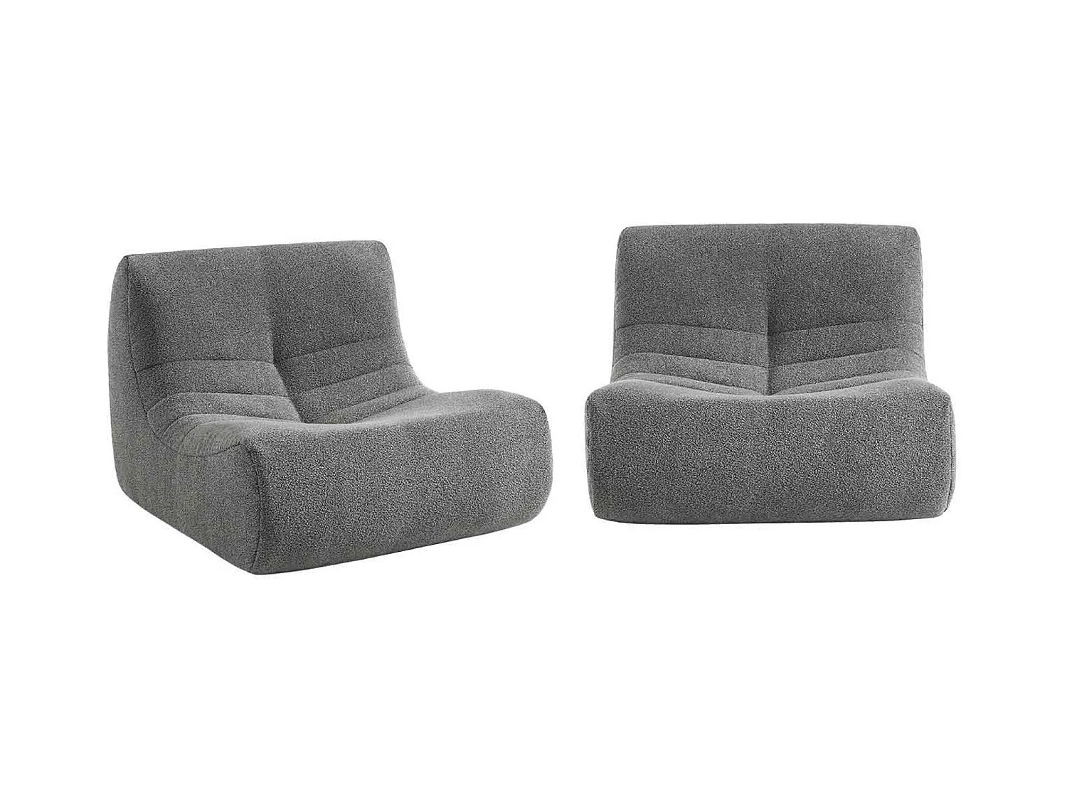 Lot de 2 fauteuils chauffeuses en bouclette texturée gris style contemporain 1 place