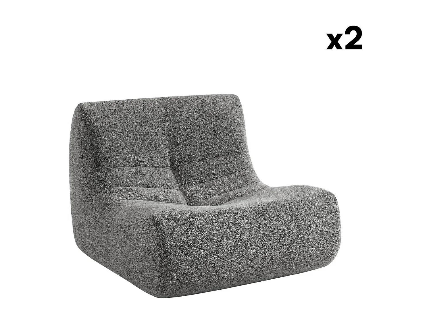 Divano modulare boucle, 2 posti, grigio