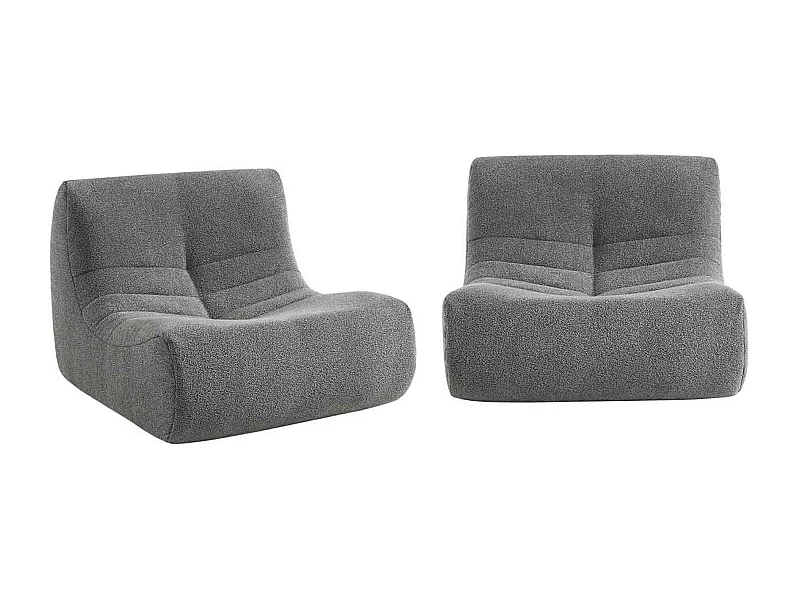 Divano modulare bouclé, 2 posti, grigio