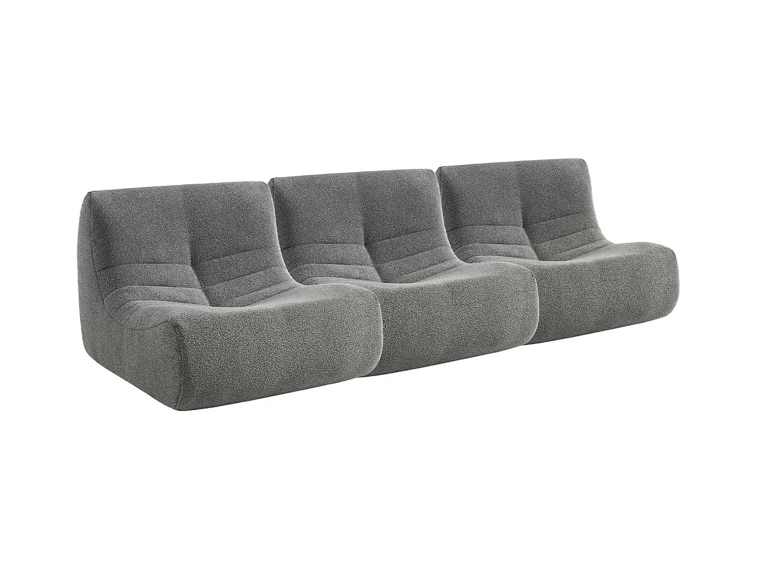 Lot de 3 fauteuils chauffeuses en bouclette texturée gris style contemporain 1 place