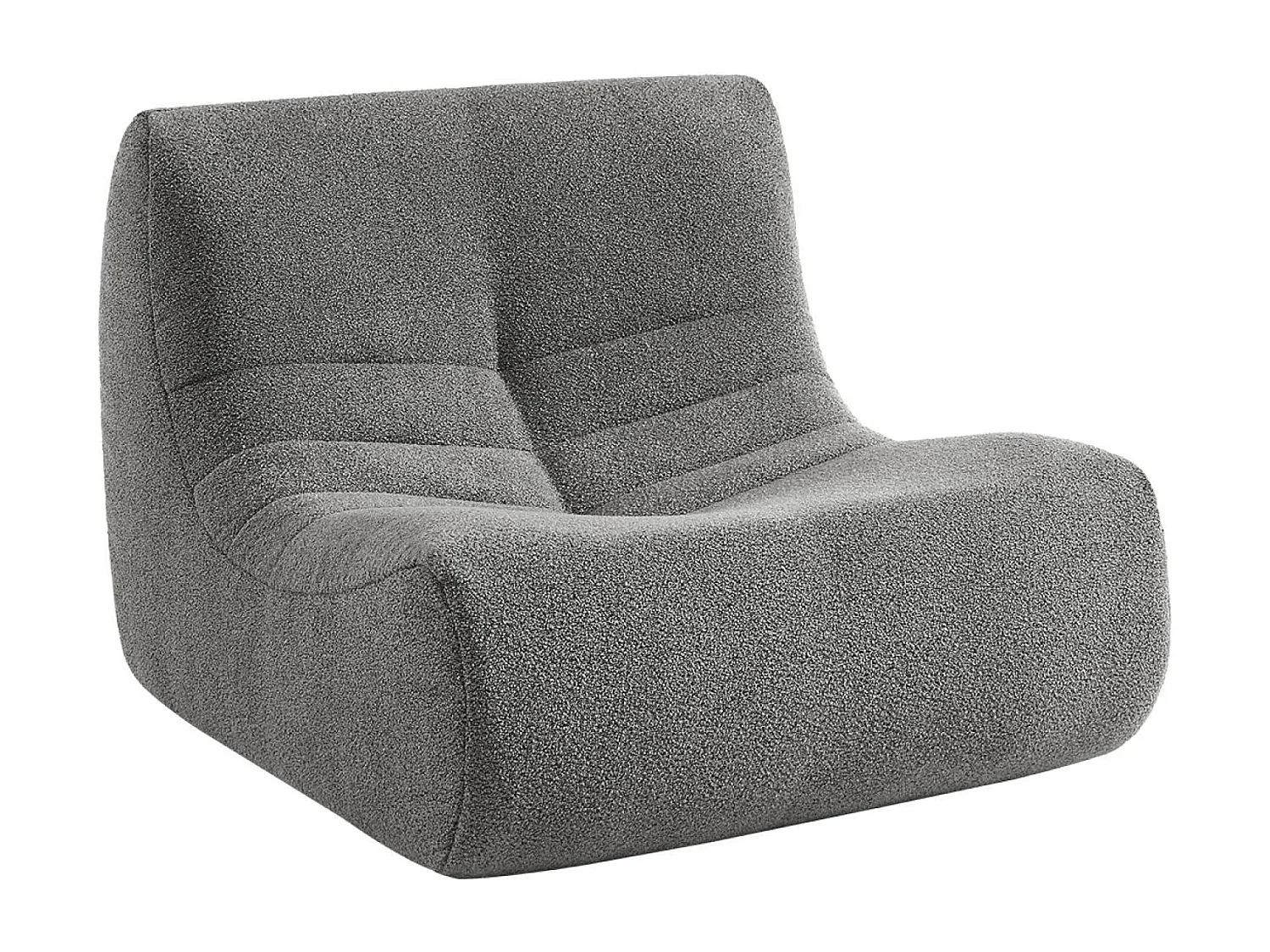 Lot de 3 fauteuils chauffeuses en bouclette texturée gris style contemporain 1 place