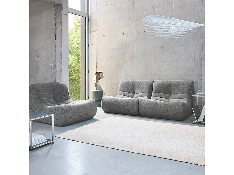 Divano modulare bouclé, 3 posti, grigio