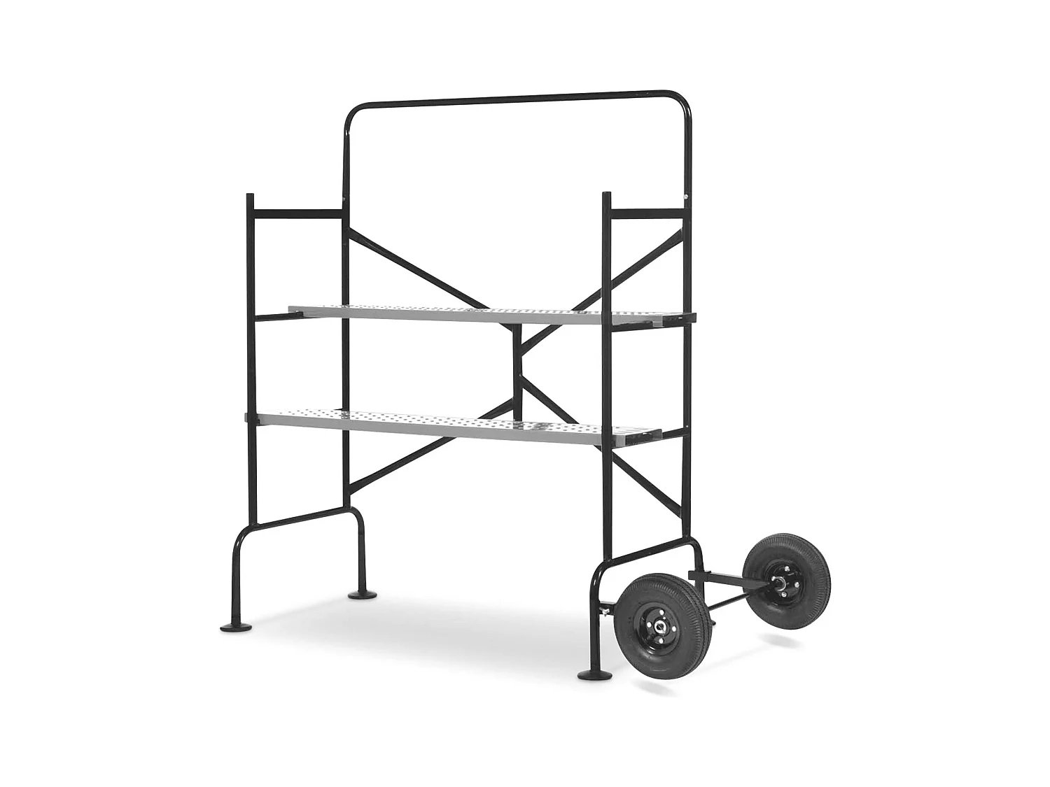 Echafaudage roulant et pliant sur deux niveaux - mobile. 2 roues. L140x l78 x H135cm ouvert. poids supporté 150 kgs