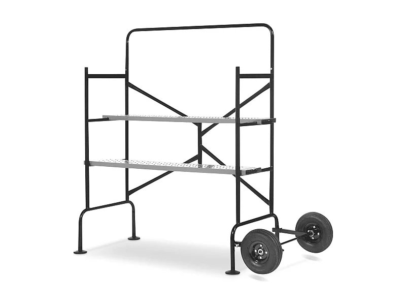 Echafaudage roulant et pliant sur deux niveaux - mobile. 2 roues. L140x l78 x H135cm ouvert. poids supporté 150 kgs
