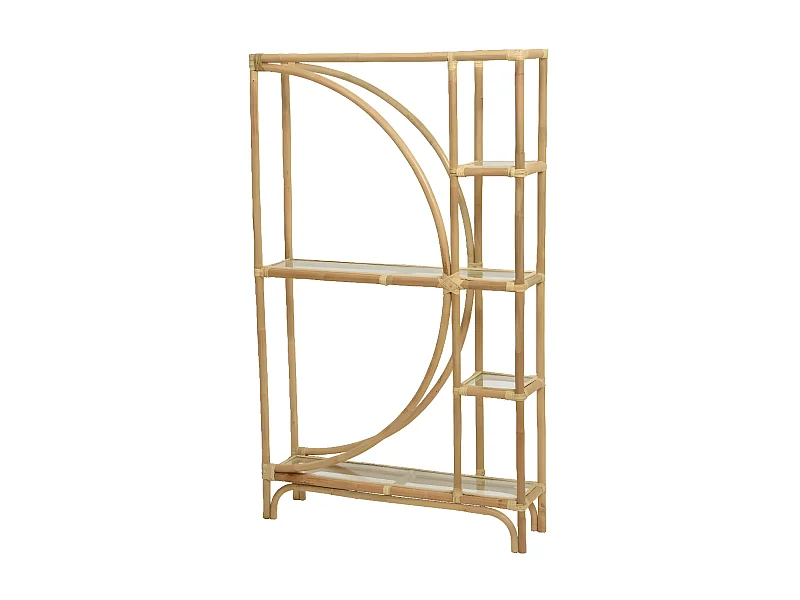 Etagère déstructurée en rotin et verre BALI