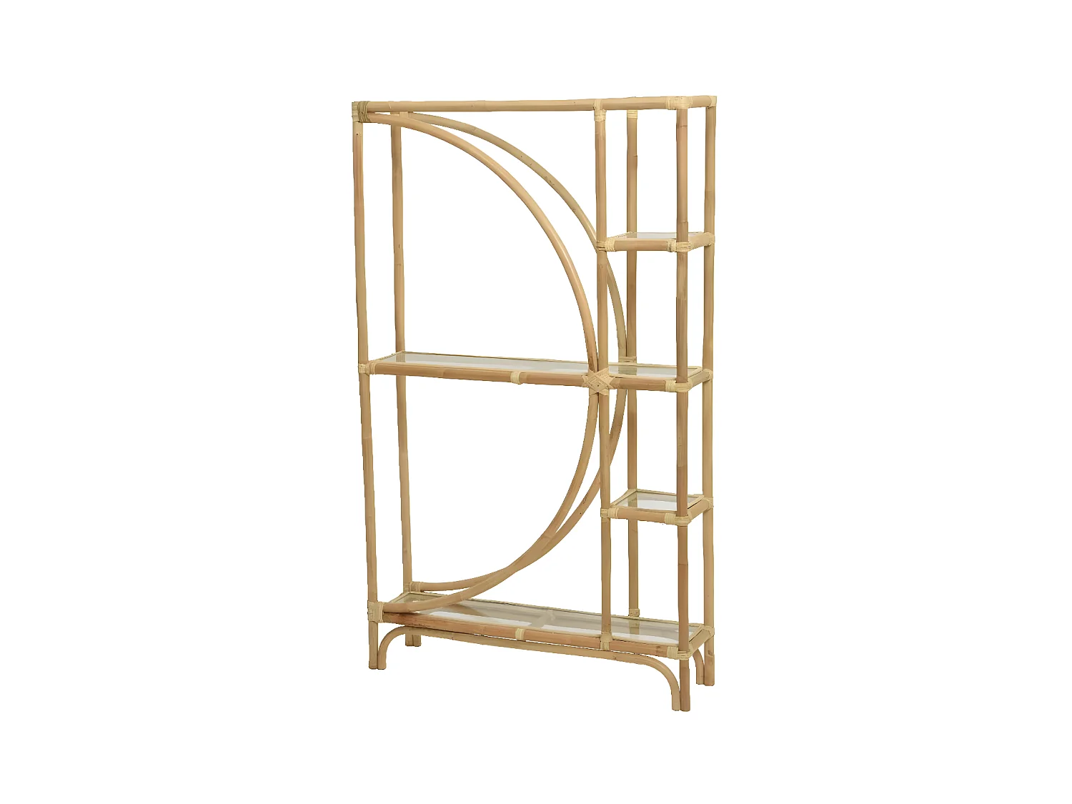Etagère déstructurée en rotin et verre BALI