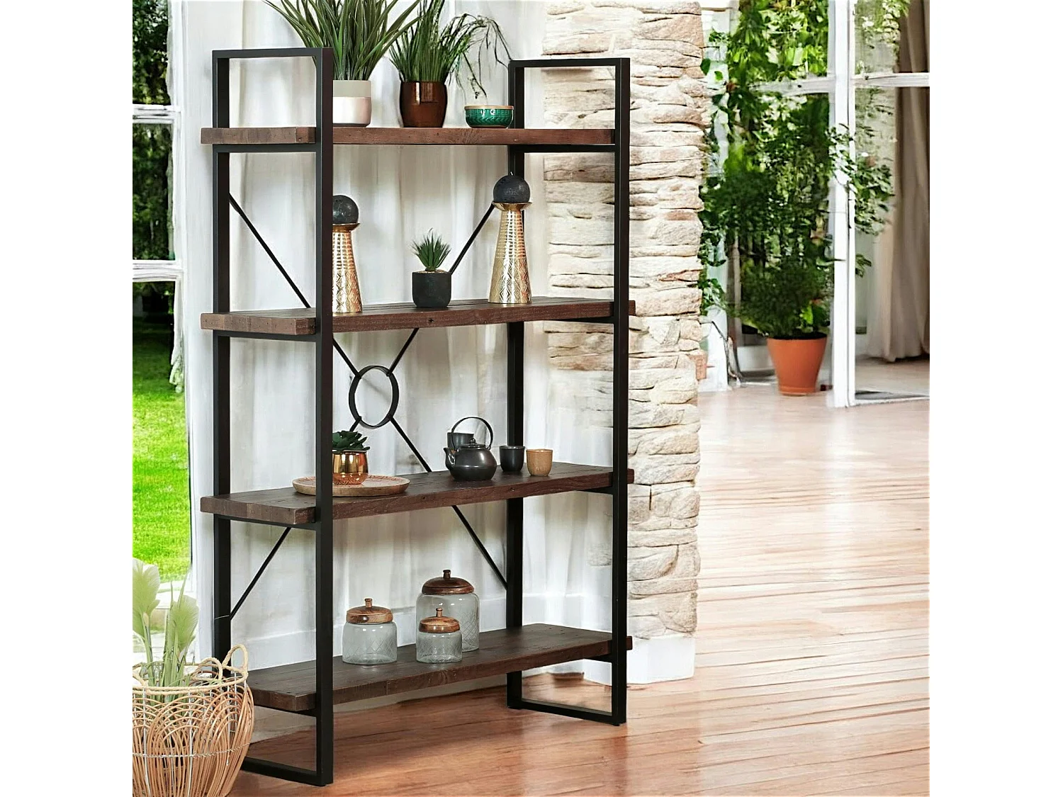 Bibliothèque Etagère bois brun recyclé SAMOA